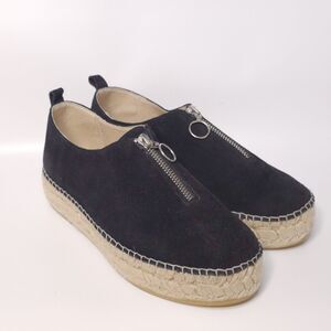 UNITY IN DIVERSITY Espadrille Platform Shoes Zip Black Suede Minimalist‎ Sz 38